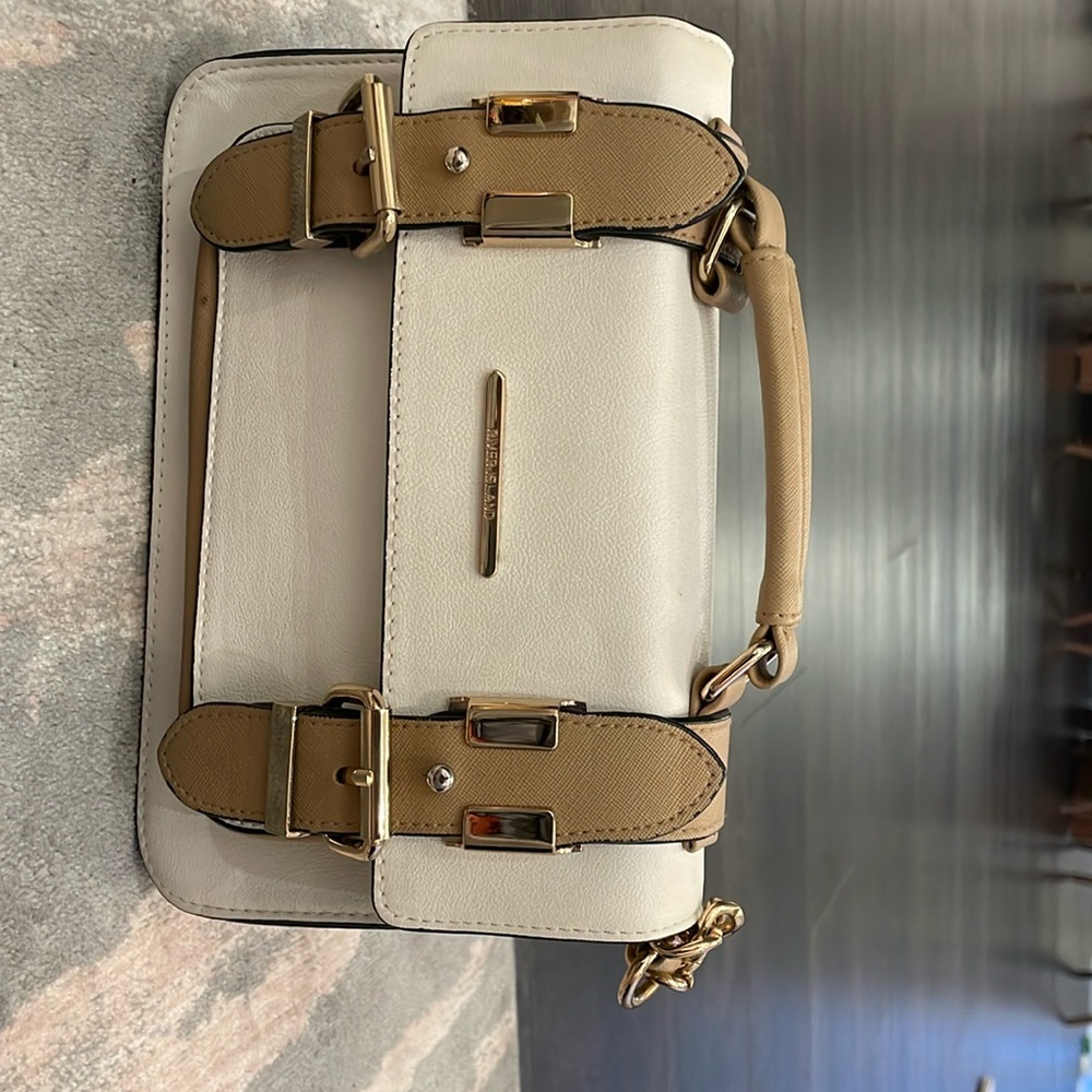 White and tan bag from River Island